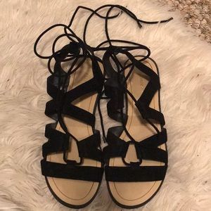 Never worn black lace up sandals